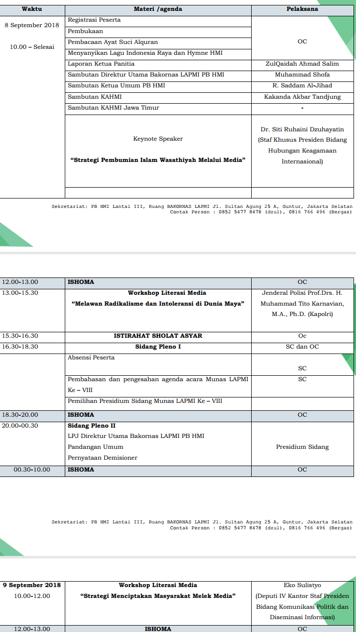 Resmi Dibuka, Ini Jadwal Munas Lapmi Lima Hari Kedepan